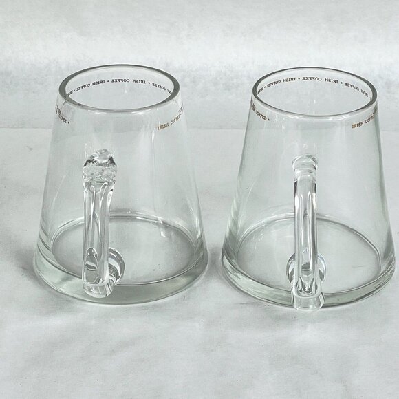Vintage Irish Coffee Mugs Glass Cups Gold Letters Set of 4 Clear Barware Glass - Picture 7 of 10